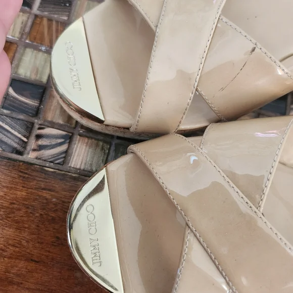 Jimmy Choo Panna patent leather slides size 39